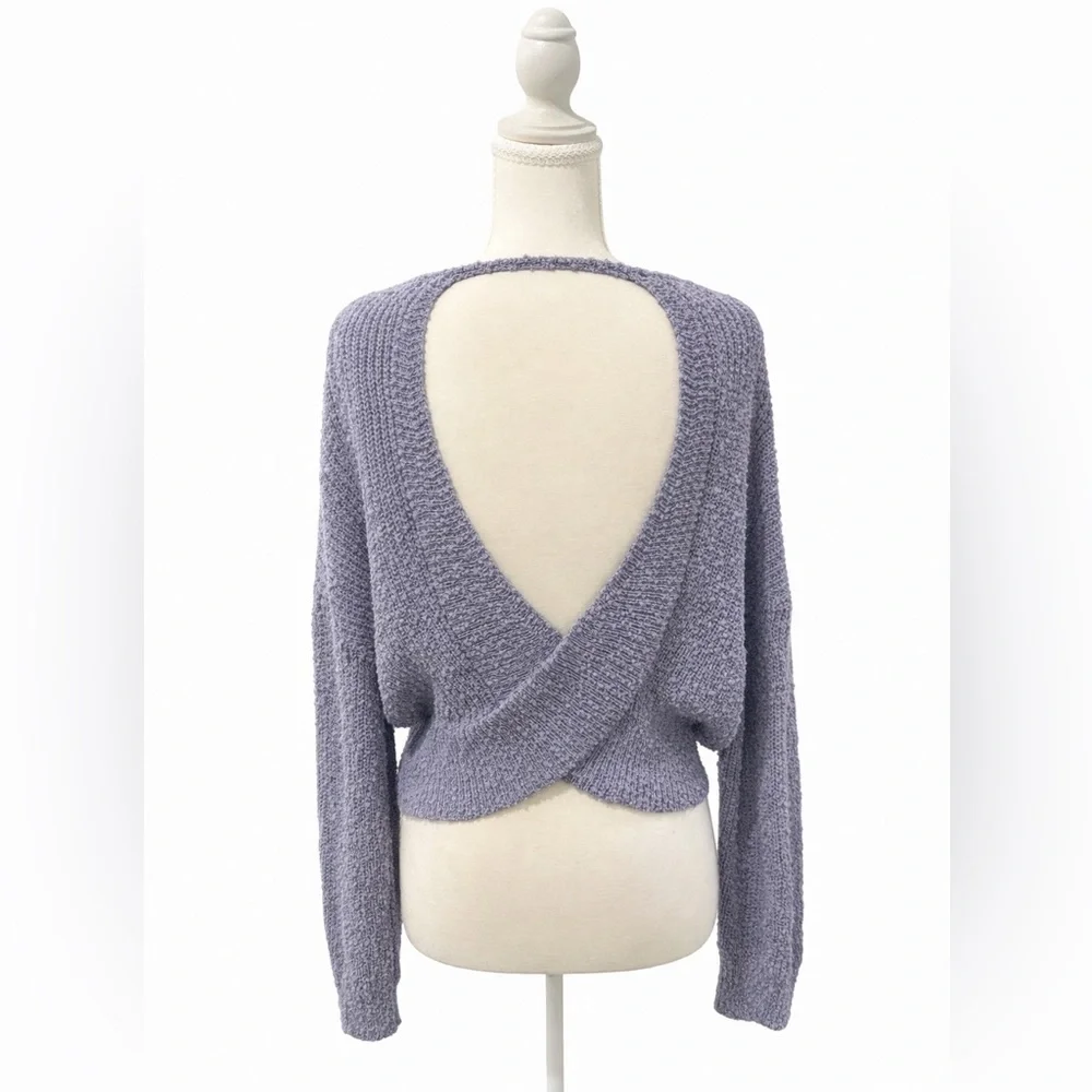 Debut Open Back Knit Sweater Lavender Size L Cozy Chic